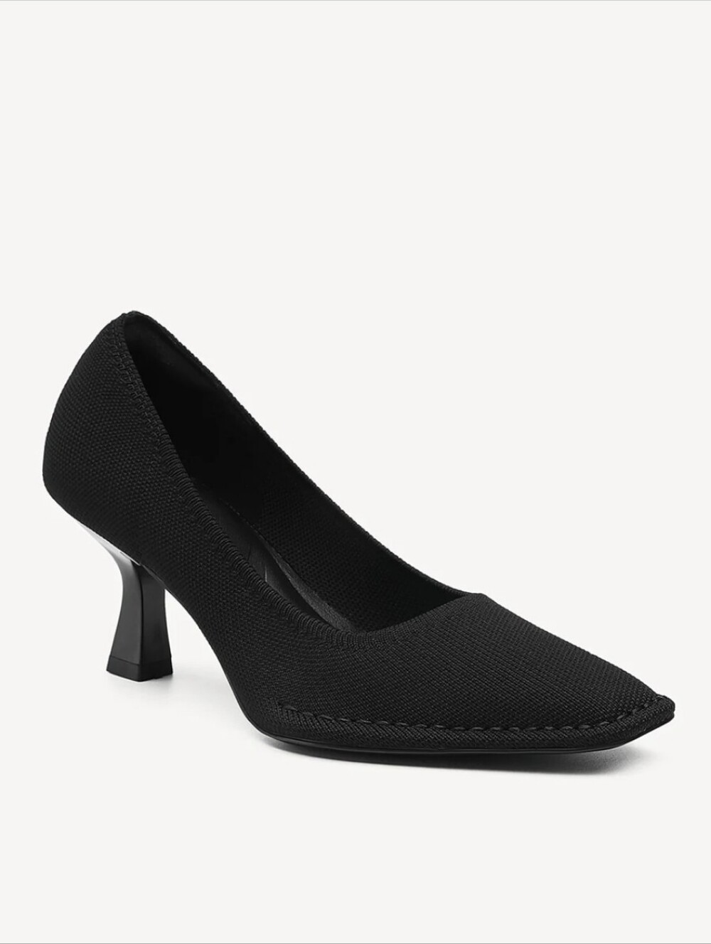 Knit COSY ISLAND Comfort Heels Pointed Square Black Pump Modern Padded 8.5